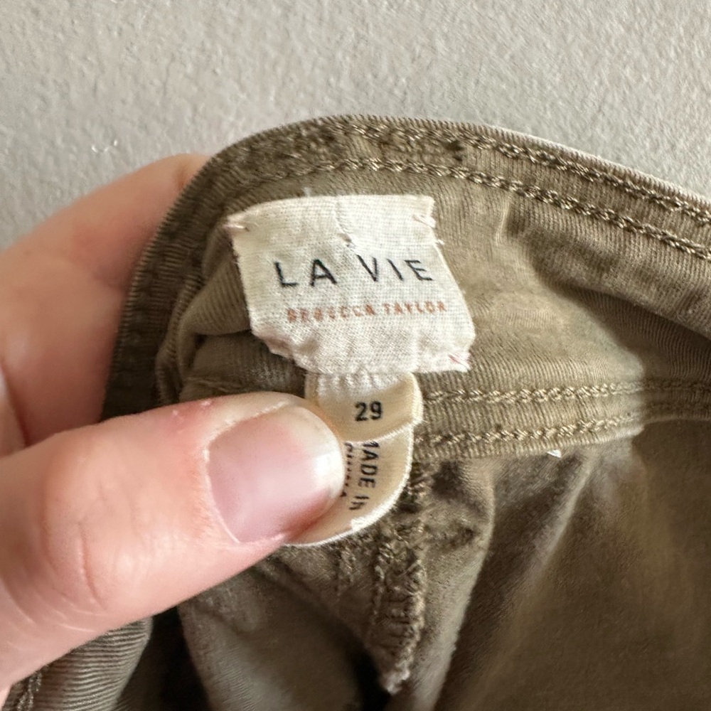 La Vie Rebecca Taylor Stretch Brushed Twill Army Green Relaxed Jogger size 29 - Picture 7 of 9
